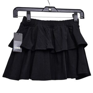 LCKR Tiered Ruffle Skort Girls Medium Black Jersey Knit Active Athleisure Skirt
